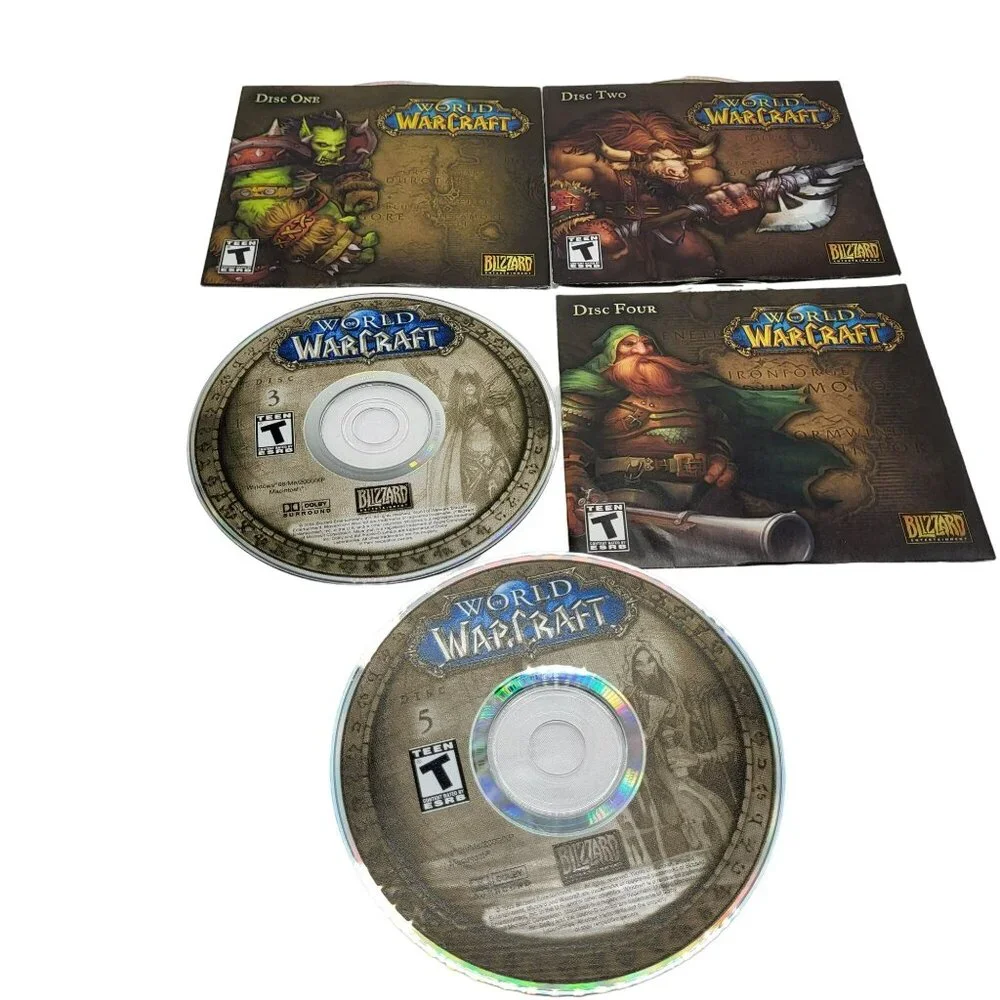 World of Warcraft Original Box PC Windows Mac Game Blizzard 2004 5 Discs
